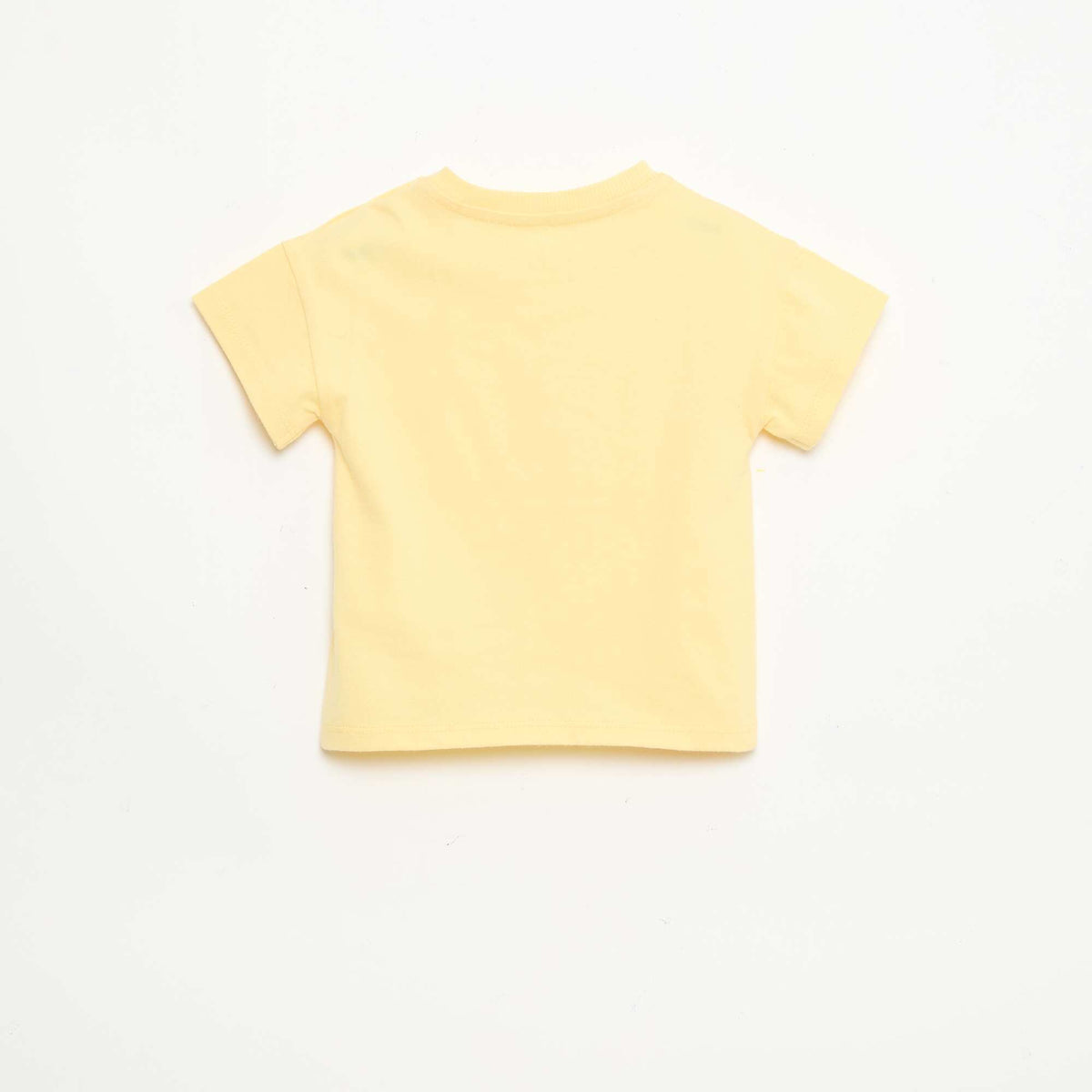 Camiseta de algodón con bordado en el pecho AMARILLO