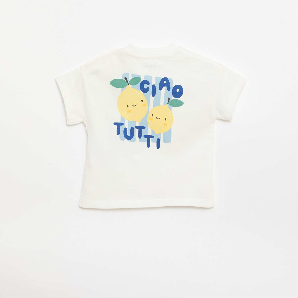 Camiseta de algodón con bordado en el pecho BLANCO