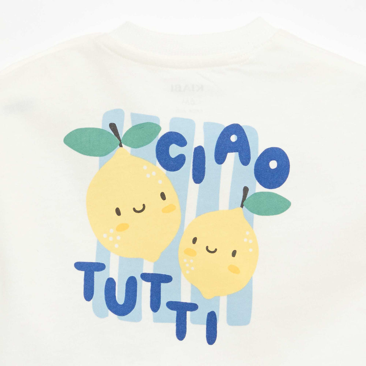 Camiseta de algodón con bordado en el pecho BLANCO