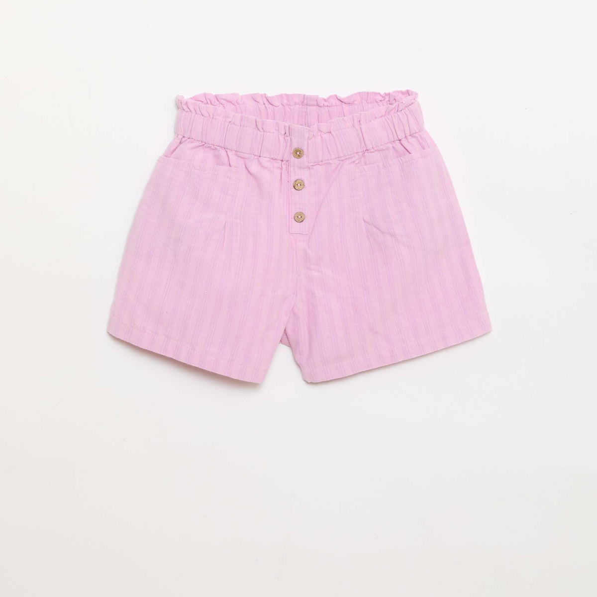 Pantalón corto de seersucker de corte recto PURPURA