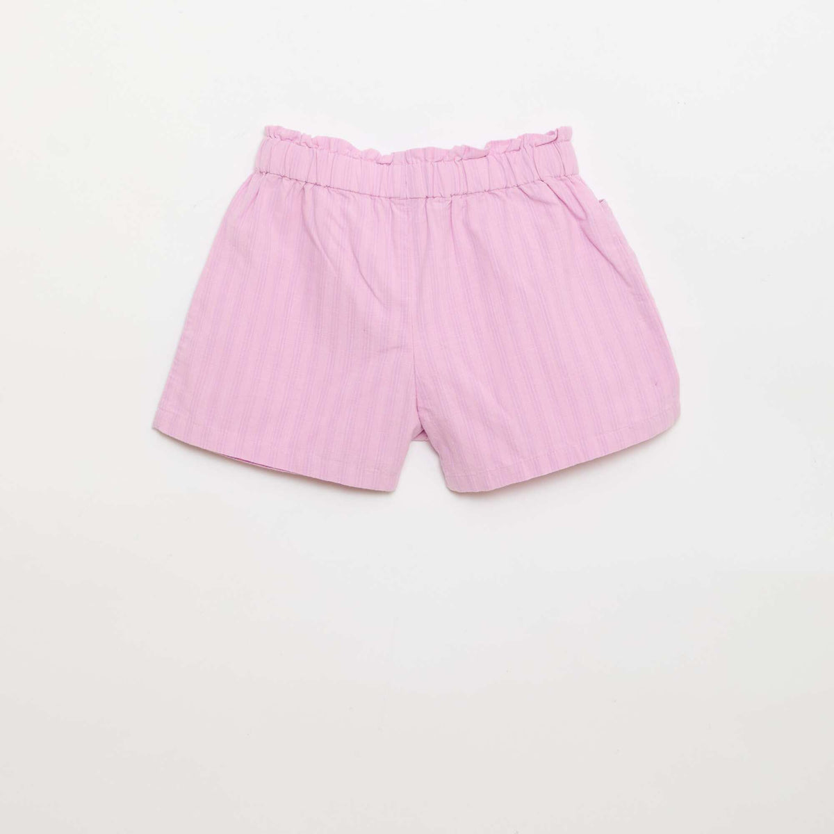Pantalón corto de seersucker de corte recto PURPURA