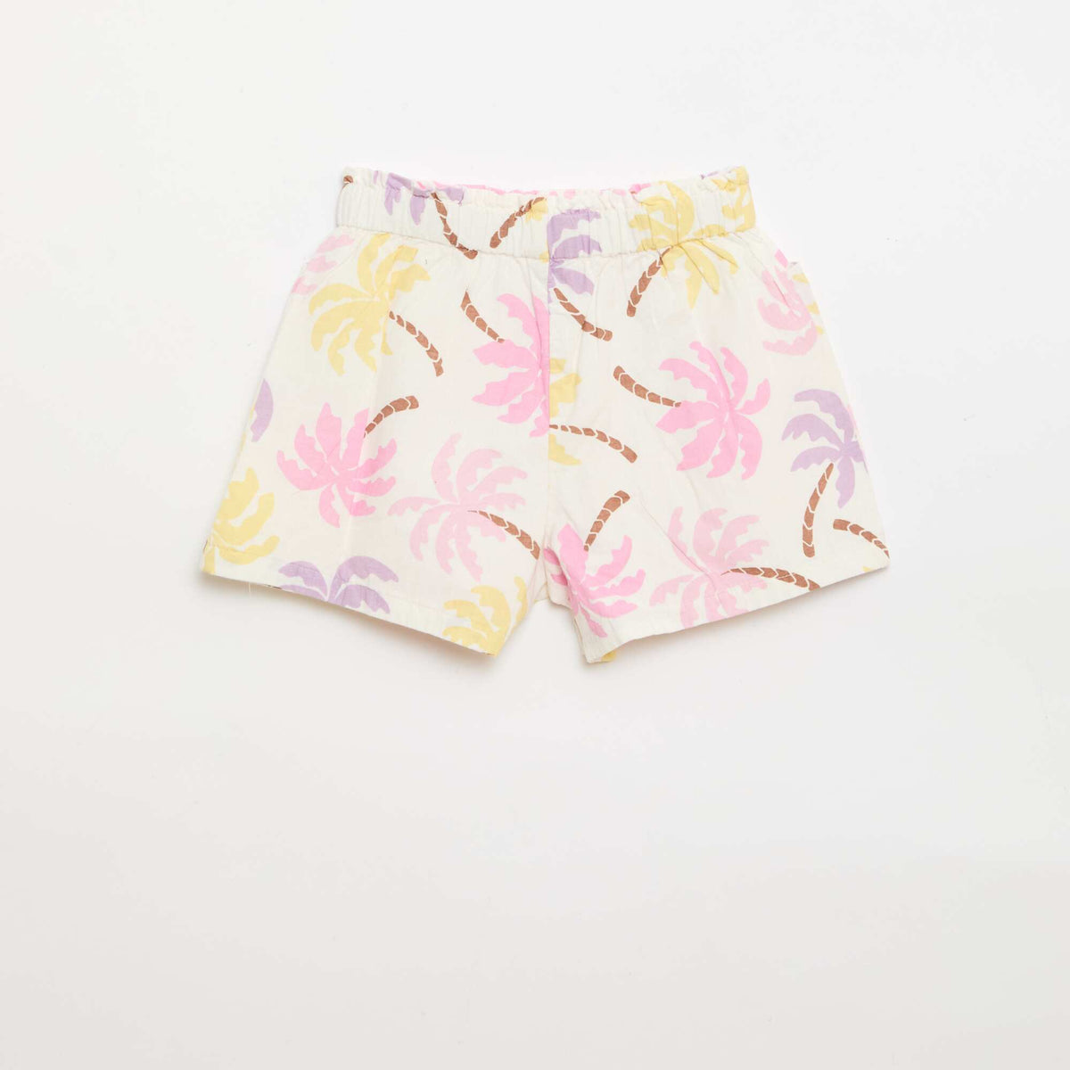 Pantalón corto de seersucker de corte recto BEIGE