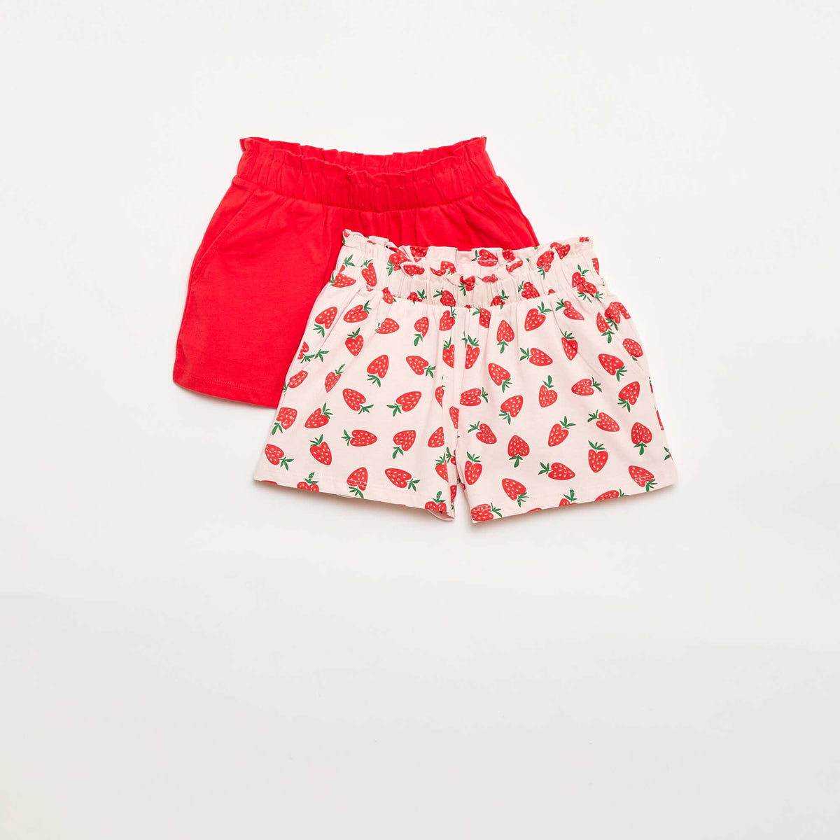 Pack de 2 pantalones cortos con cintura elástica ROSA