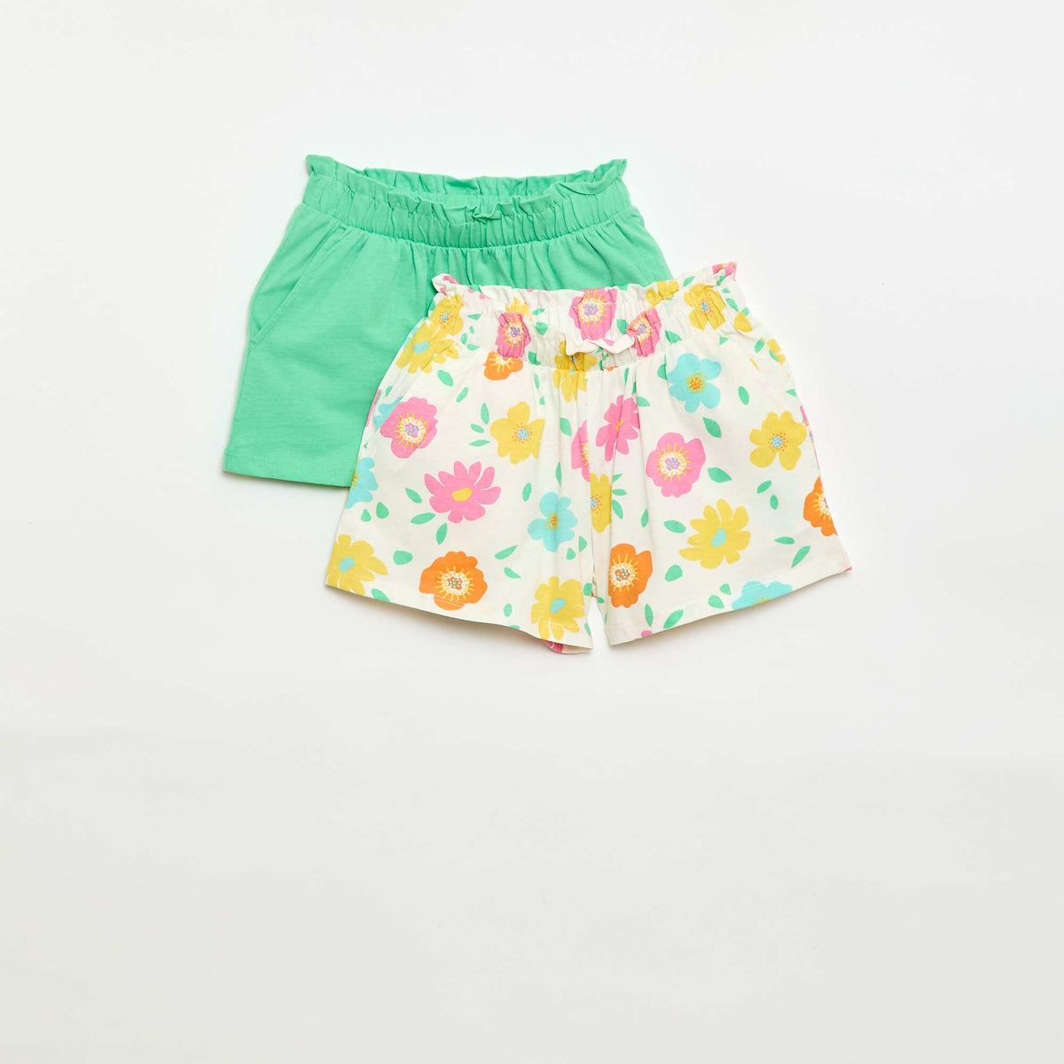 Pack de 2 pantalones cortos con cintura elástica BLANCO