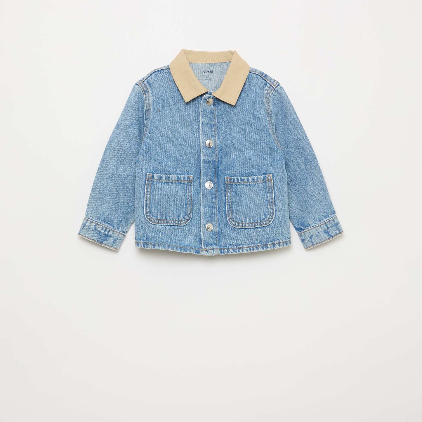 Chaqueta vaquera con cuello de puntas libres en contraste AZUL
