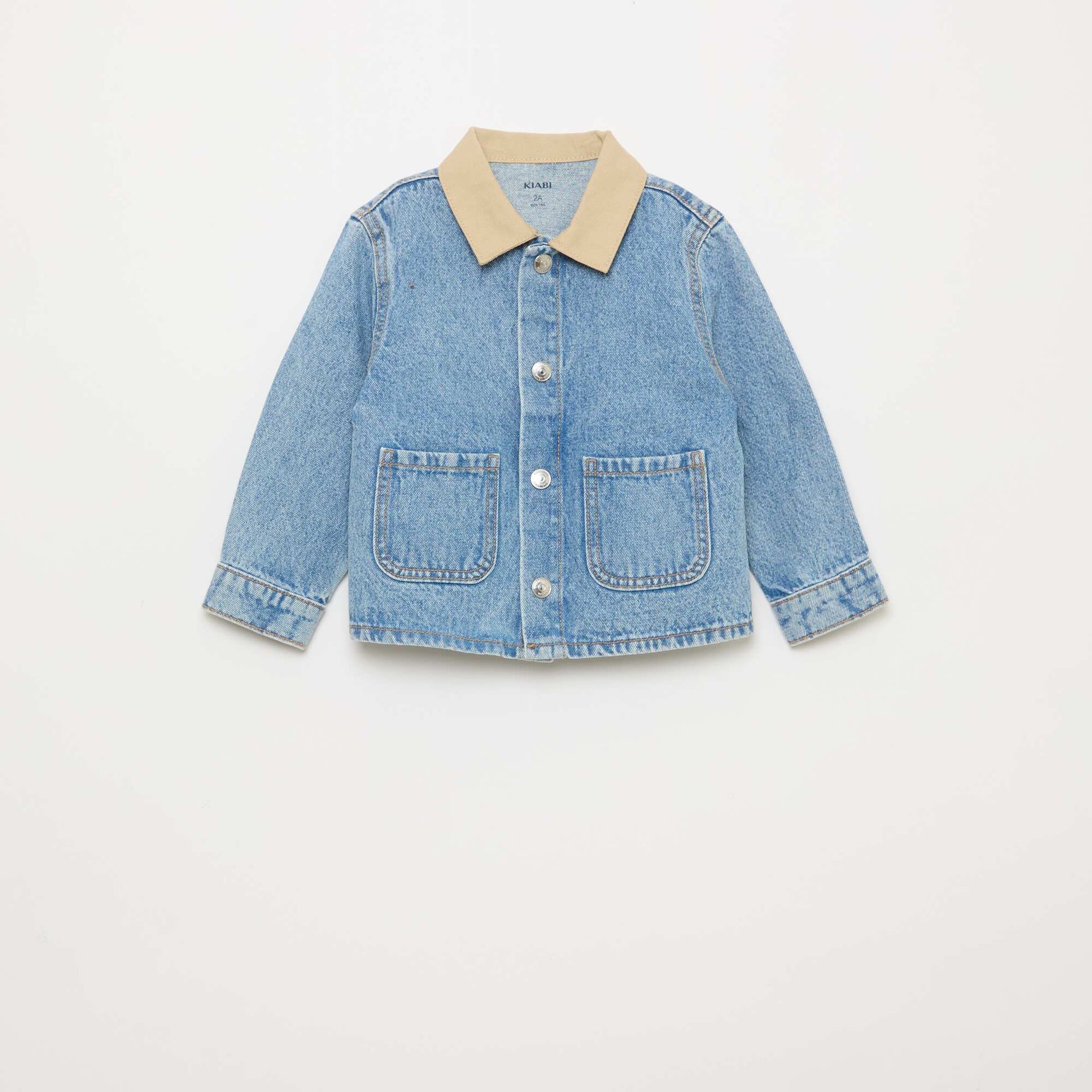 Chaqueta vaquera con cuello de puntas libres en contraste AZUL