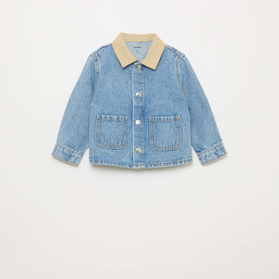 Chaqueta vaquera con cuello de puntas libres en contraste AZUL