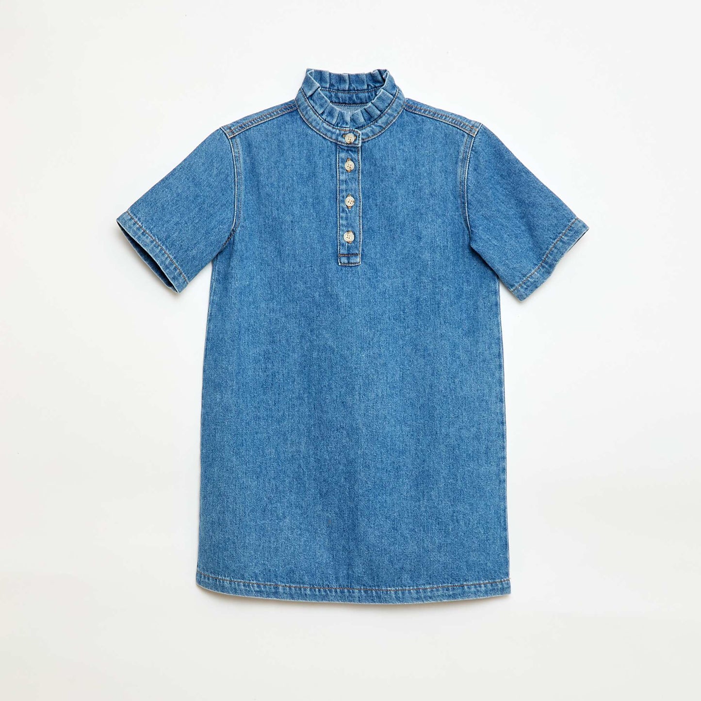 Vestido cuello mao en jean AZUL
