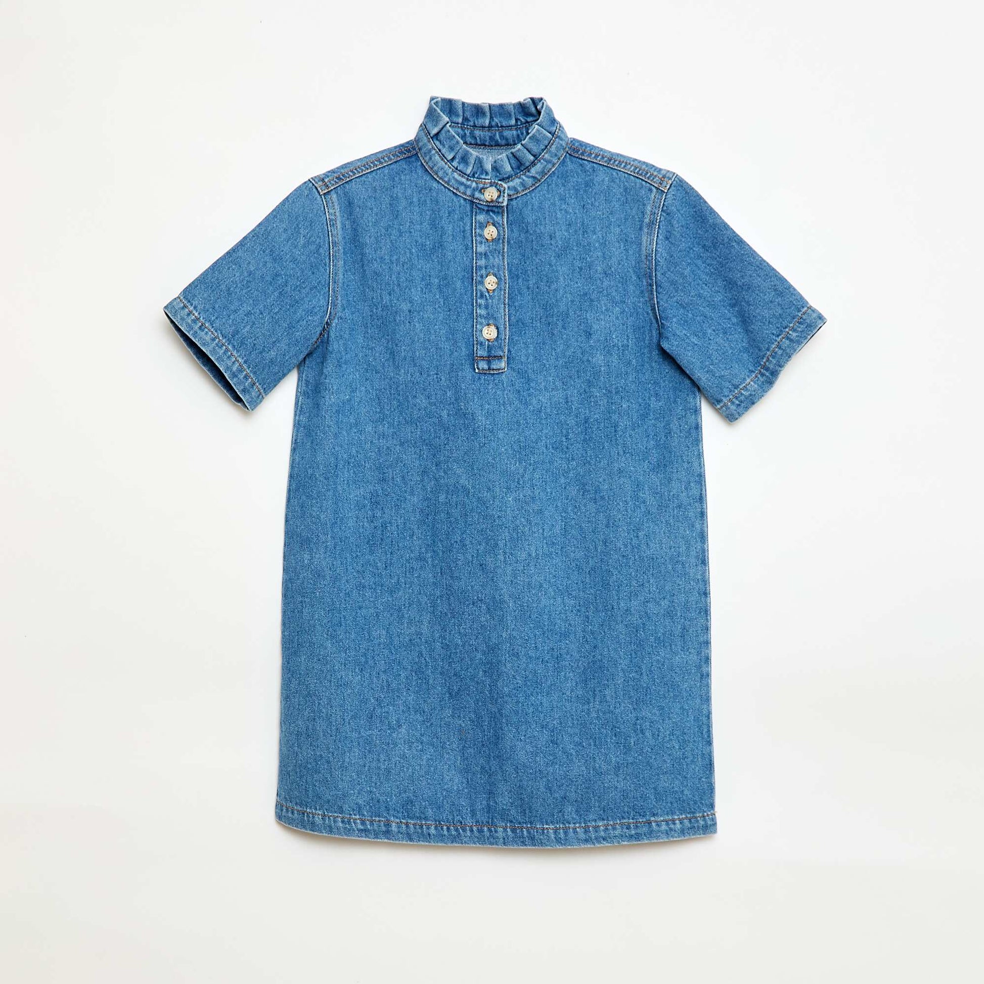 Vestido cuello mao en jean AZUL