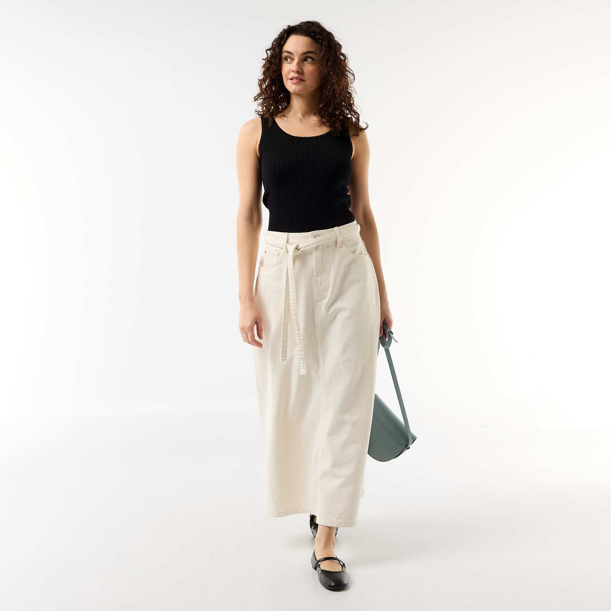 Falda larga vaquera BLANCO