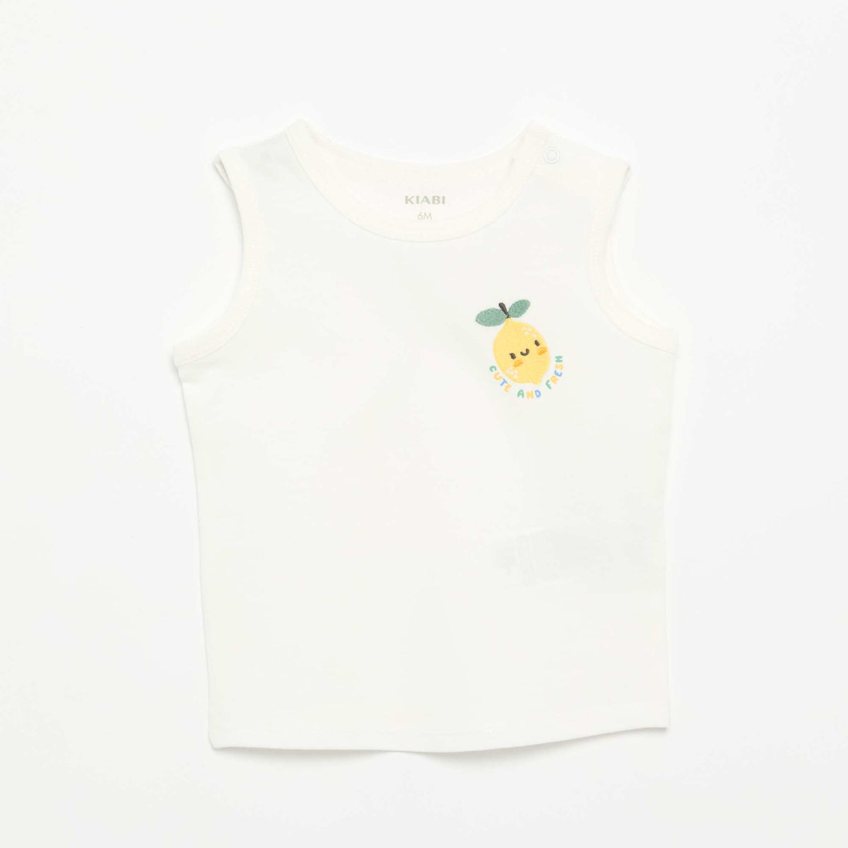 Camiseta sin mangas con parche en el pecho BLANCO