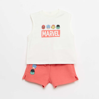 Conjunto de 2 piezas: camiseta sin mangas y pantalón corto 'Marvel' BLANCO