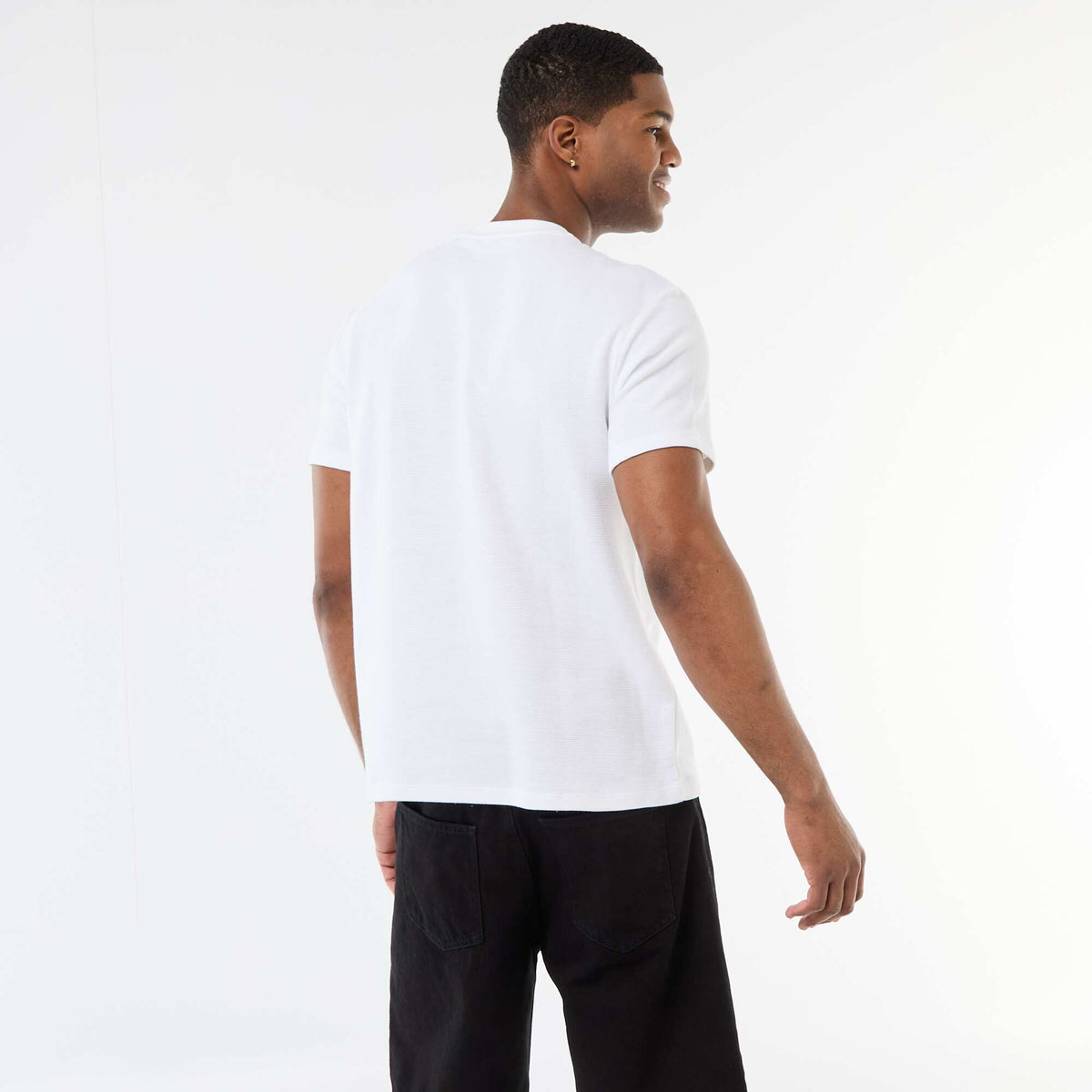 Camiseta de piqué de algodón de manga corta BLANCO