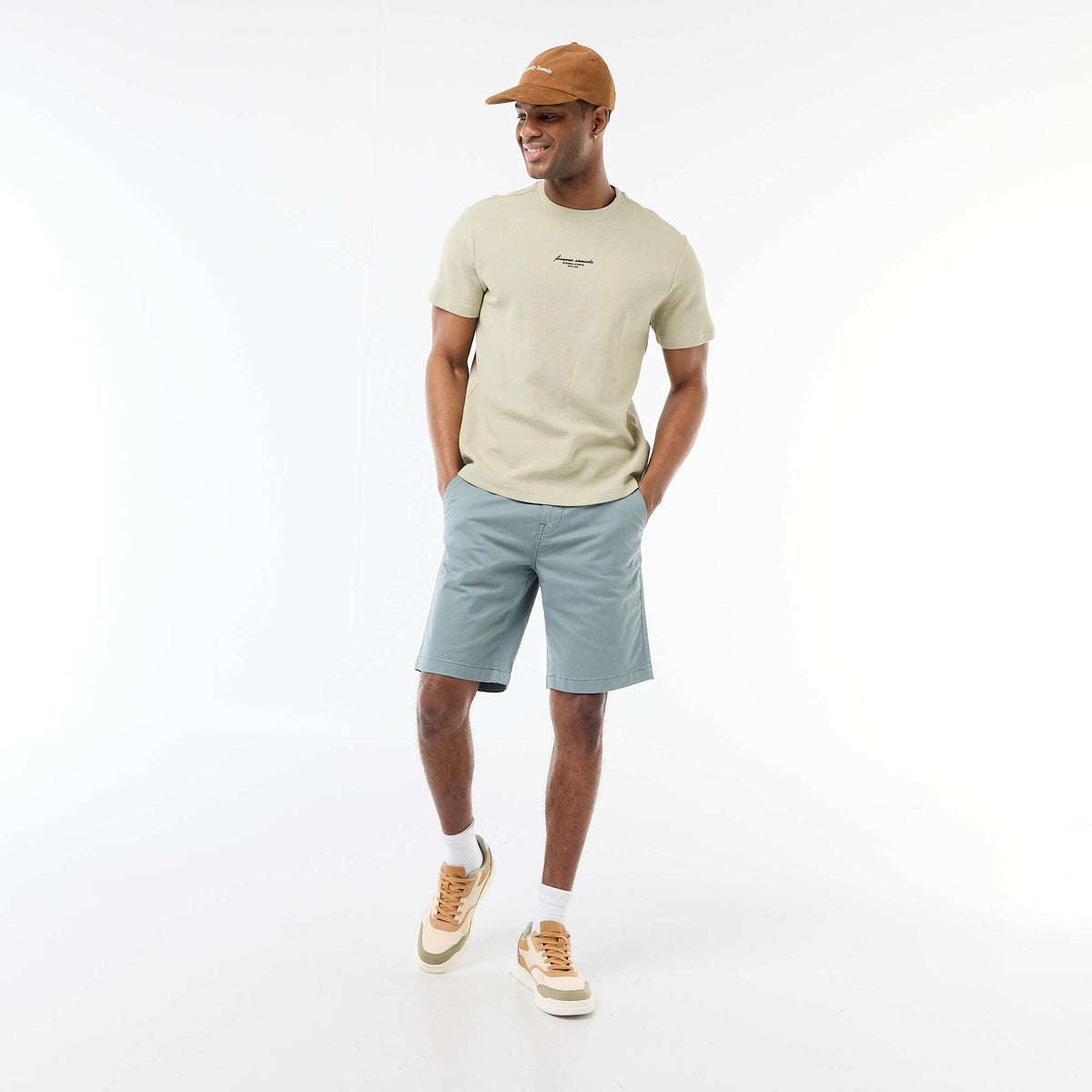 Camiseta de piqué de algodón de manga corta BEIGE