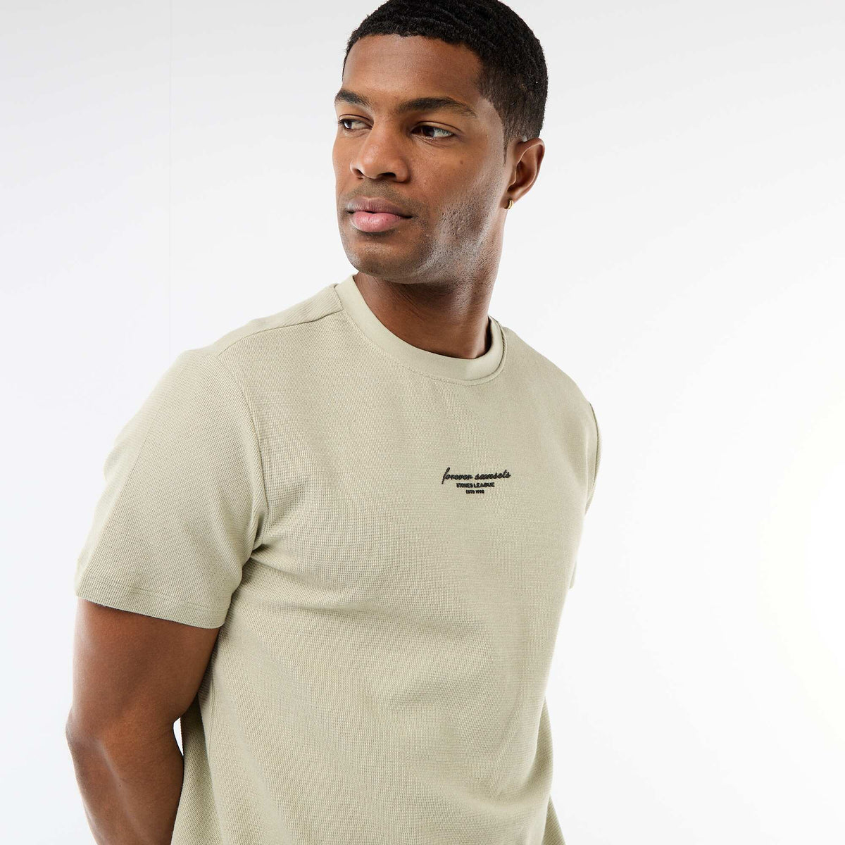 Camiseta de piqué de algodón de manga corta BEIGE