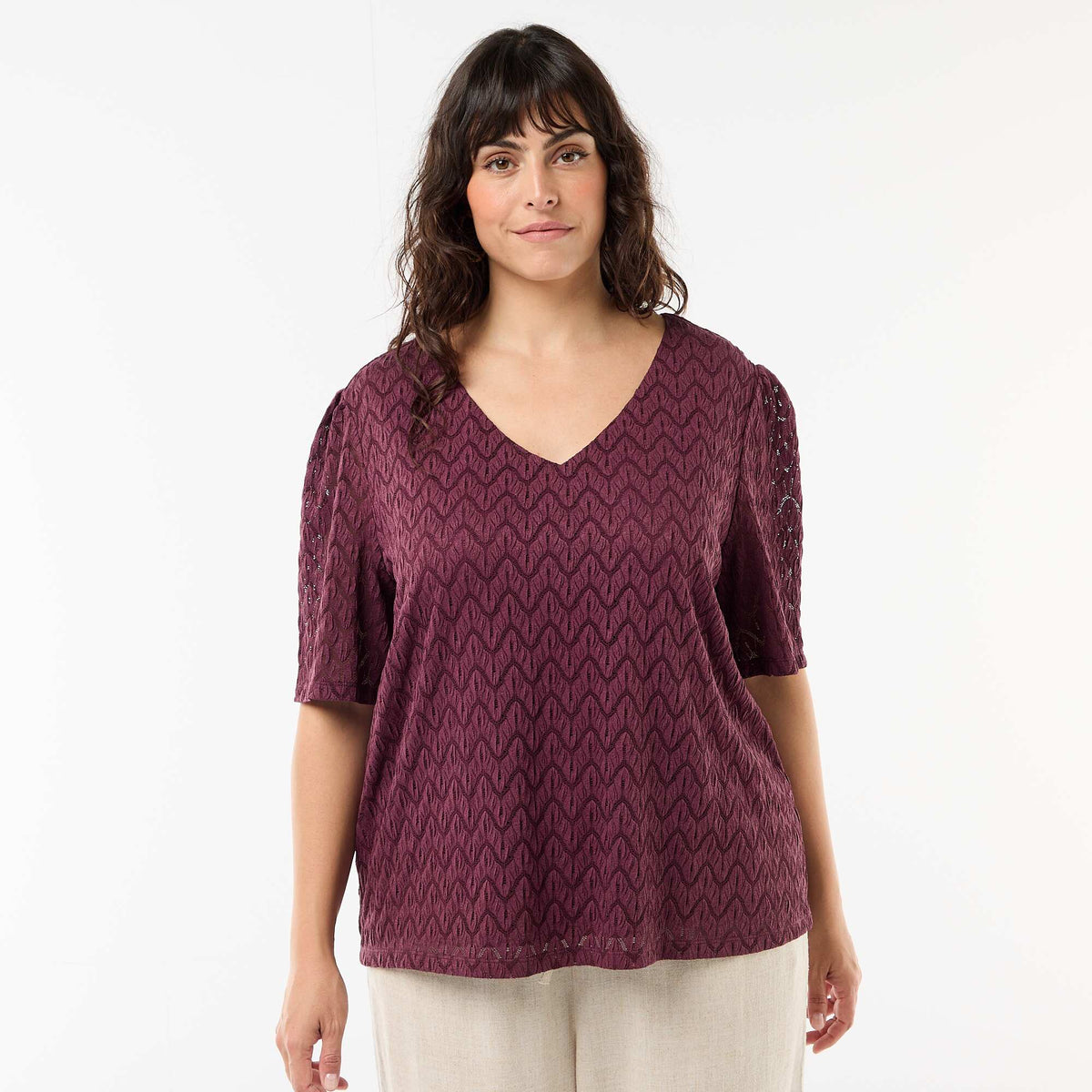 Camiseta de encaje calado ROSA