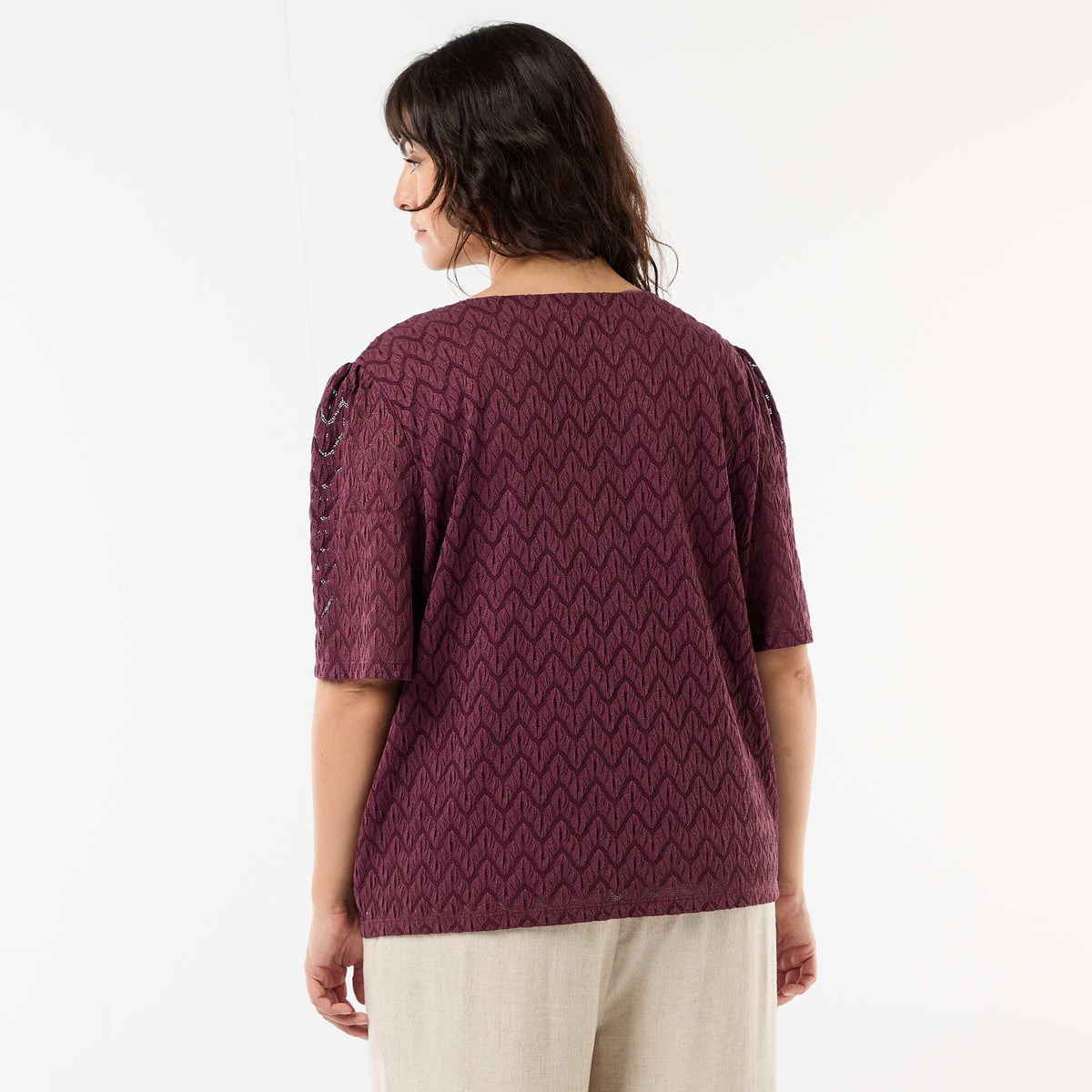 Camiseta de encaje calado ROSA