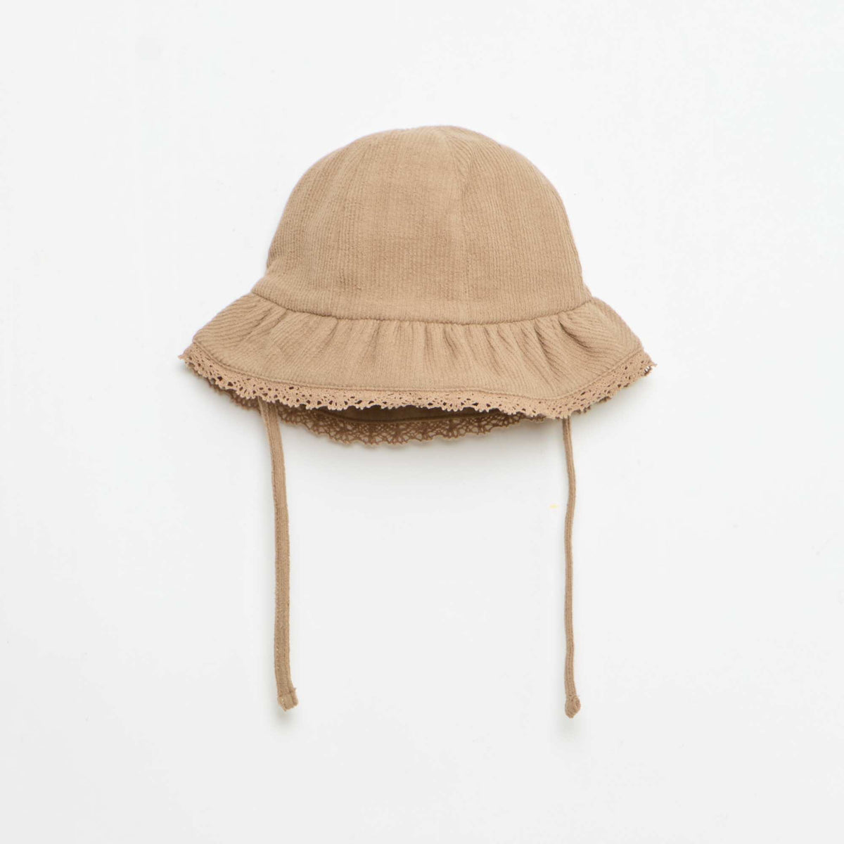 Conjunto de 3 piezas de punto acanalado - Pantalón corto + camiseta + gorro pescador MARRON