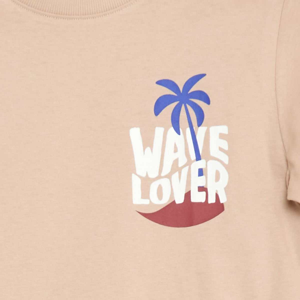 Camiseta de manga corta con estampado delantero/trasero BEIGE