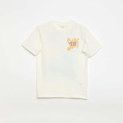 Camiseta de manga corta con estampado delantero/trasero BEIGE