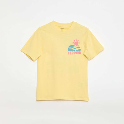 Camiseta de manga corta con estampado delantero/trasero BEIGE