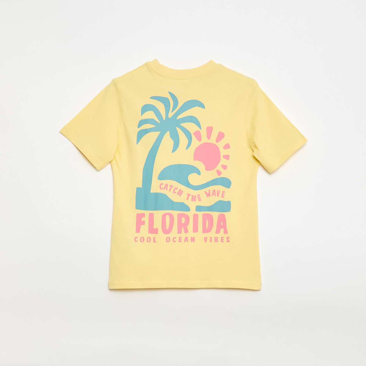 Camiseta de manga corta con estampado delantero/trasero BEIGE
