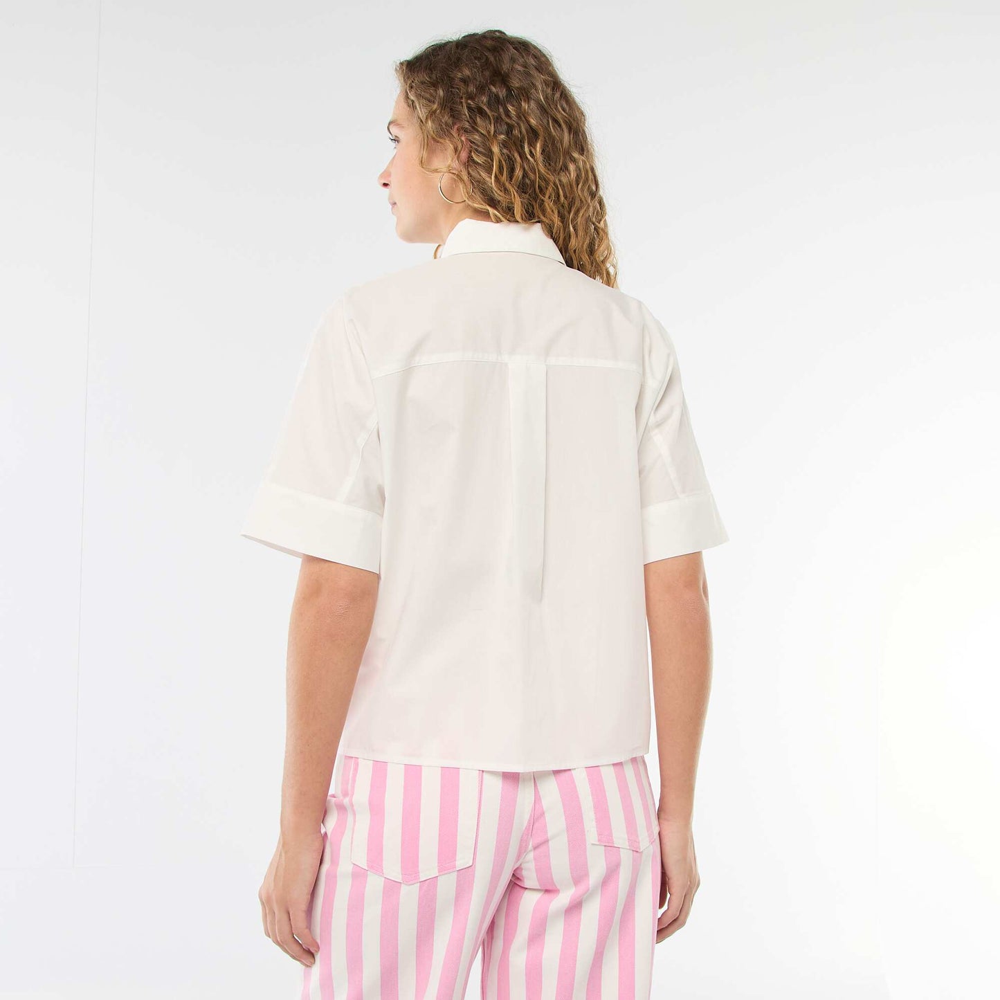 Camisa ancha con botones de estrella BLANCO