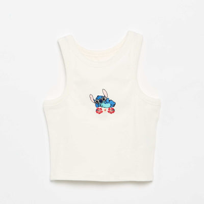 Camiseta sin mangas 'Disney' 'Stitch' BLANCO
