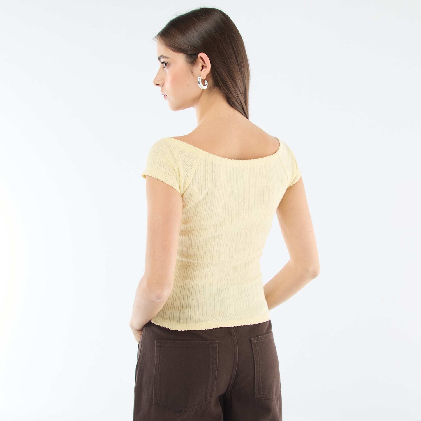Camiseta de punto calado AMARILLO
