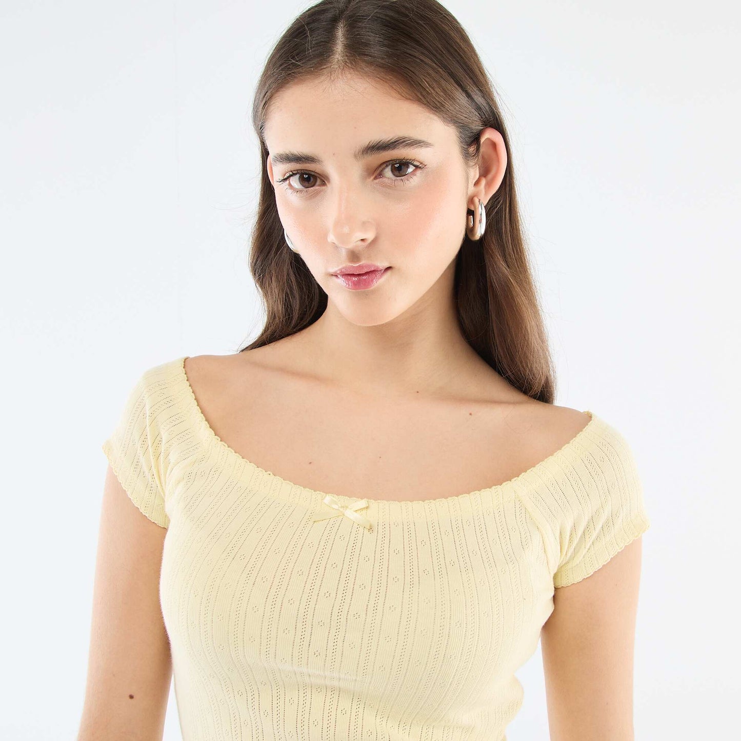 Camiseta de punto calado AMARILLO