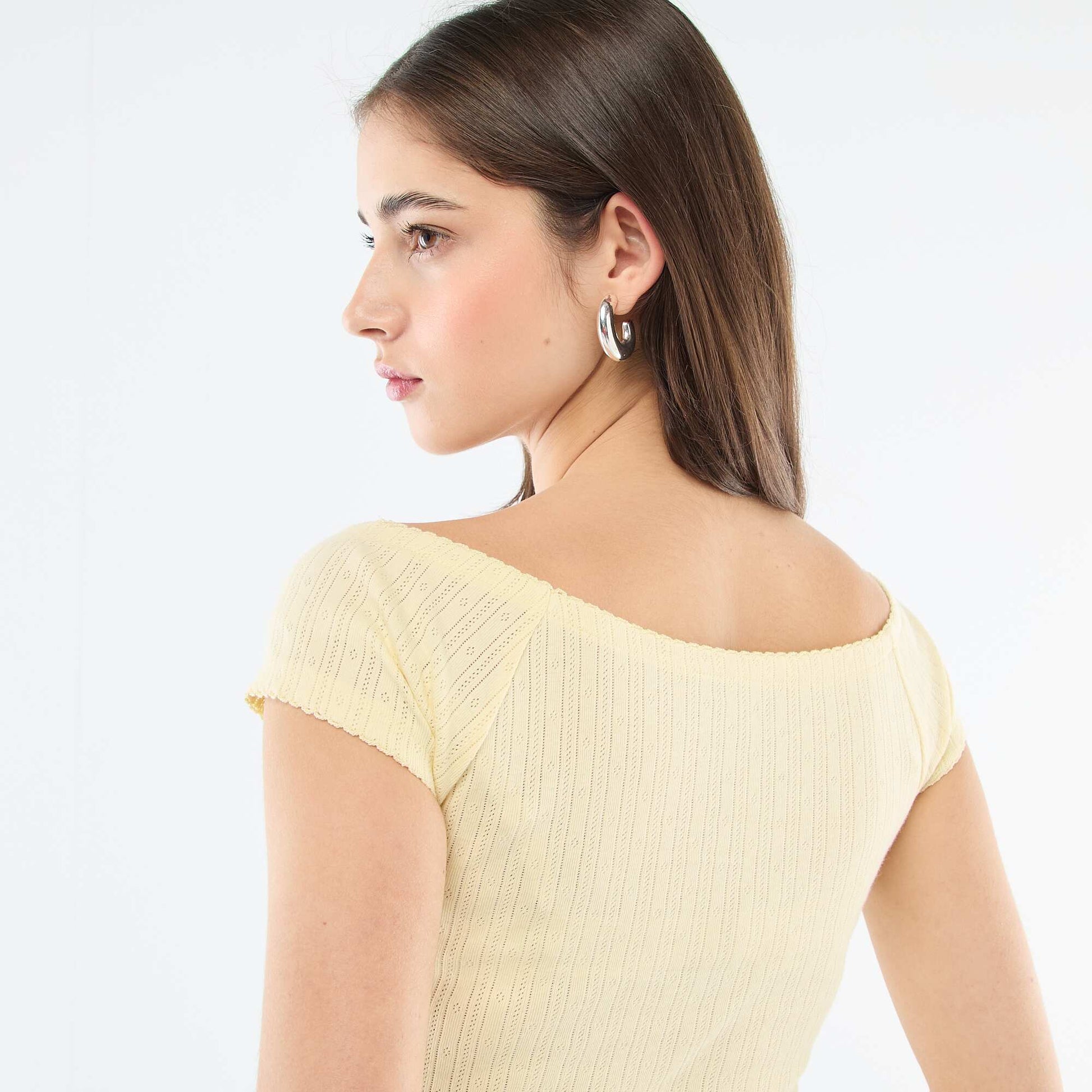 Camiseta de punto calado AMARILLO