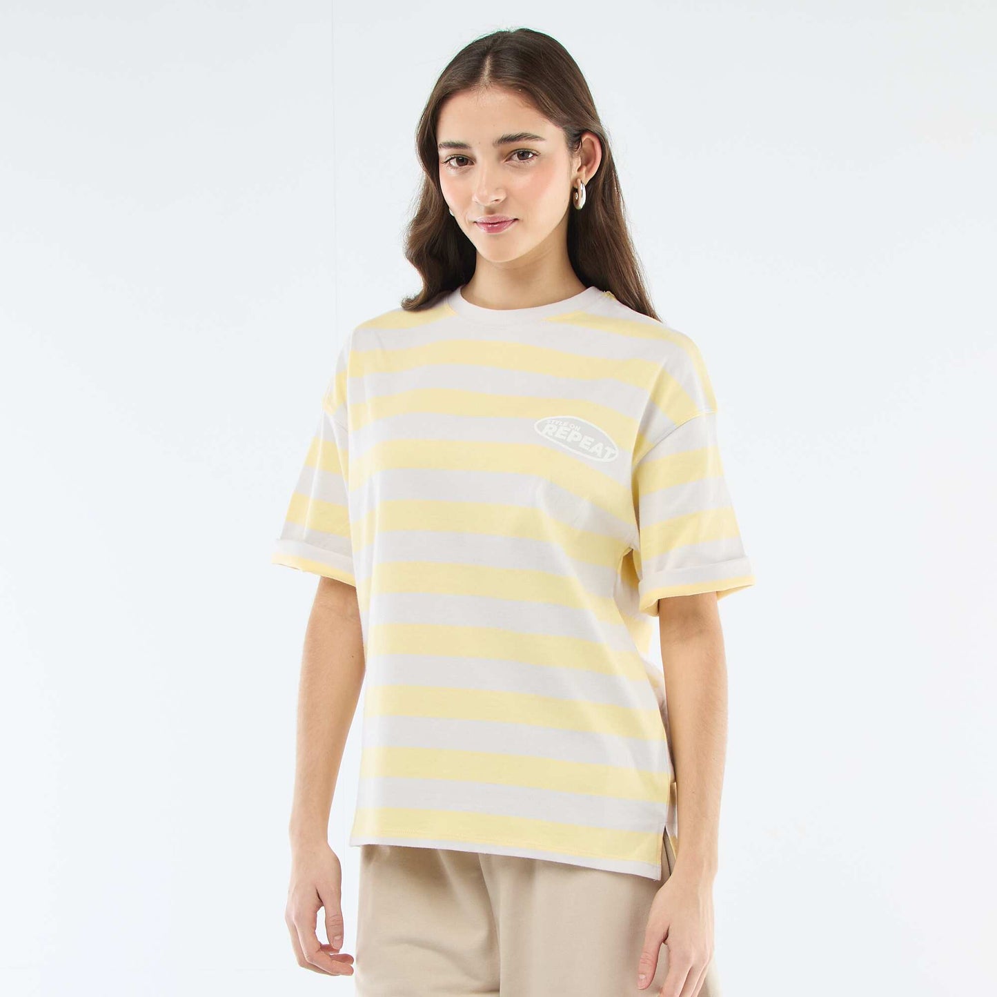 Camiseta de rayas anchas GRIS