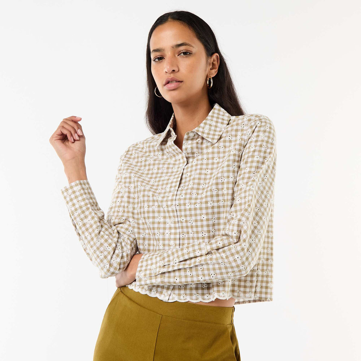 Camisa con bordados 'all over' VERDE