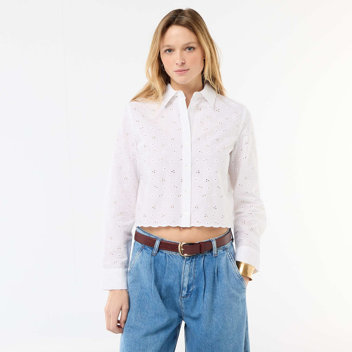 Camisa con bordados 'all over' BLANCO