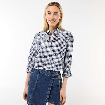 Camisa con bordados 'all over' AZUL