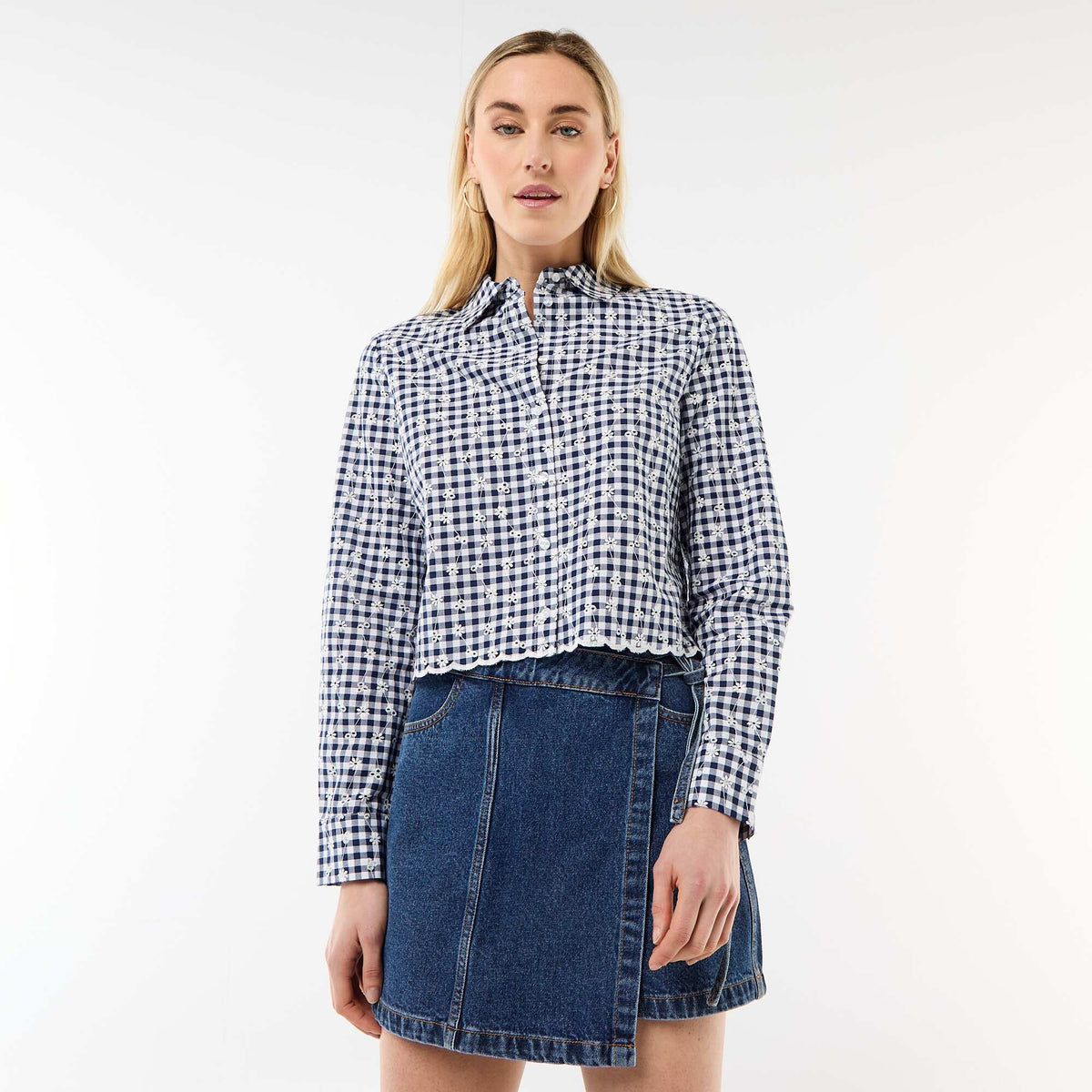 Camisa con bordados 'all over' AZUL