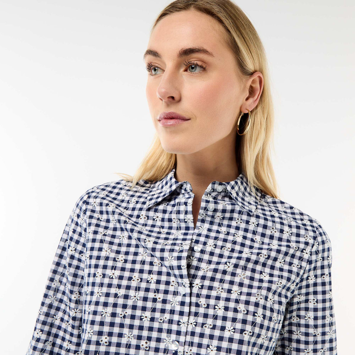 Camisa con bordados 'all over' AZUL