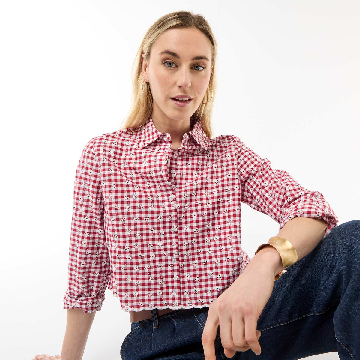 Camisa con bordados 'all over' ROJO