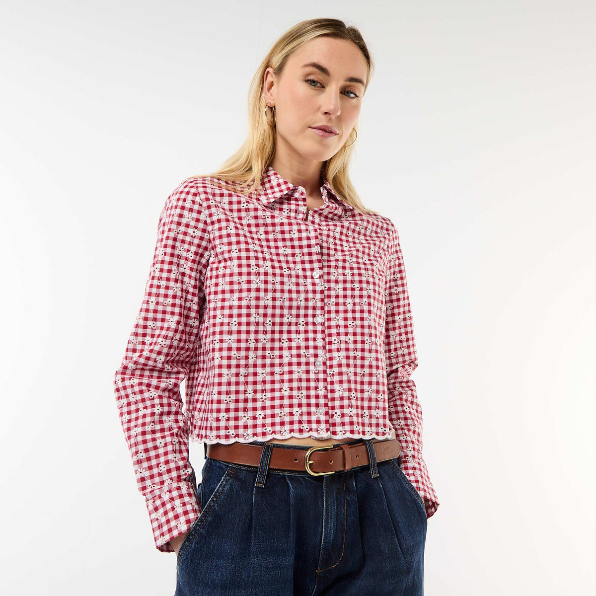Camisa con bordados 'all over' ROJO