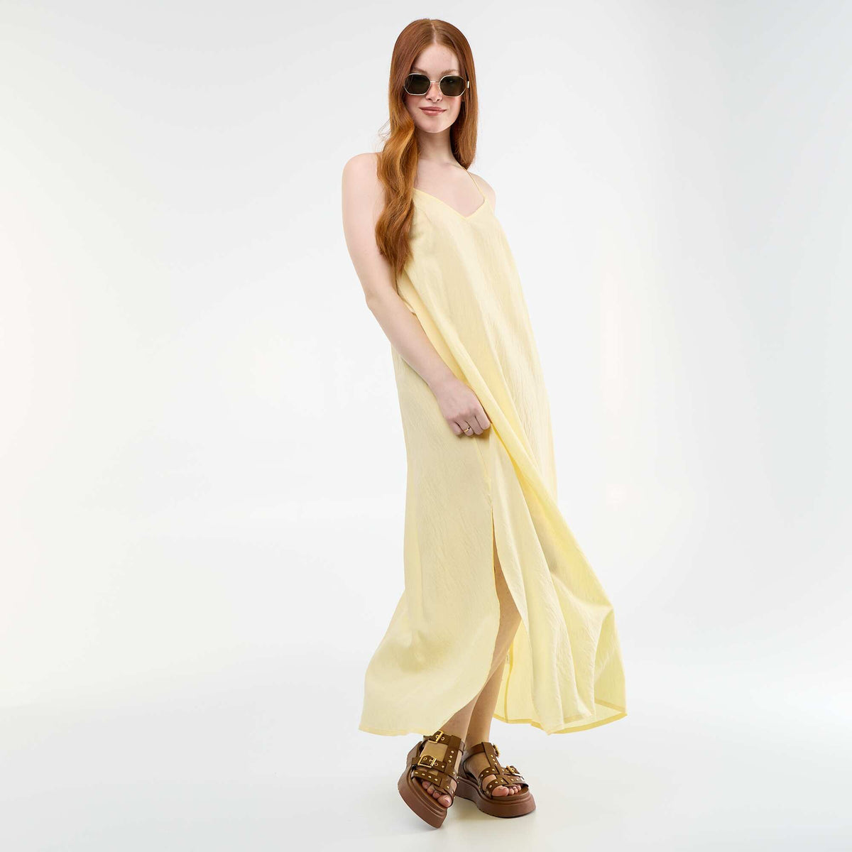 Vestido largo fluido AMARILLO