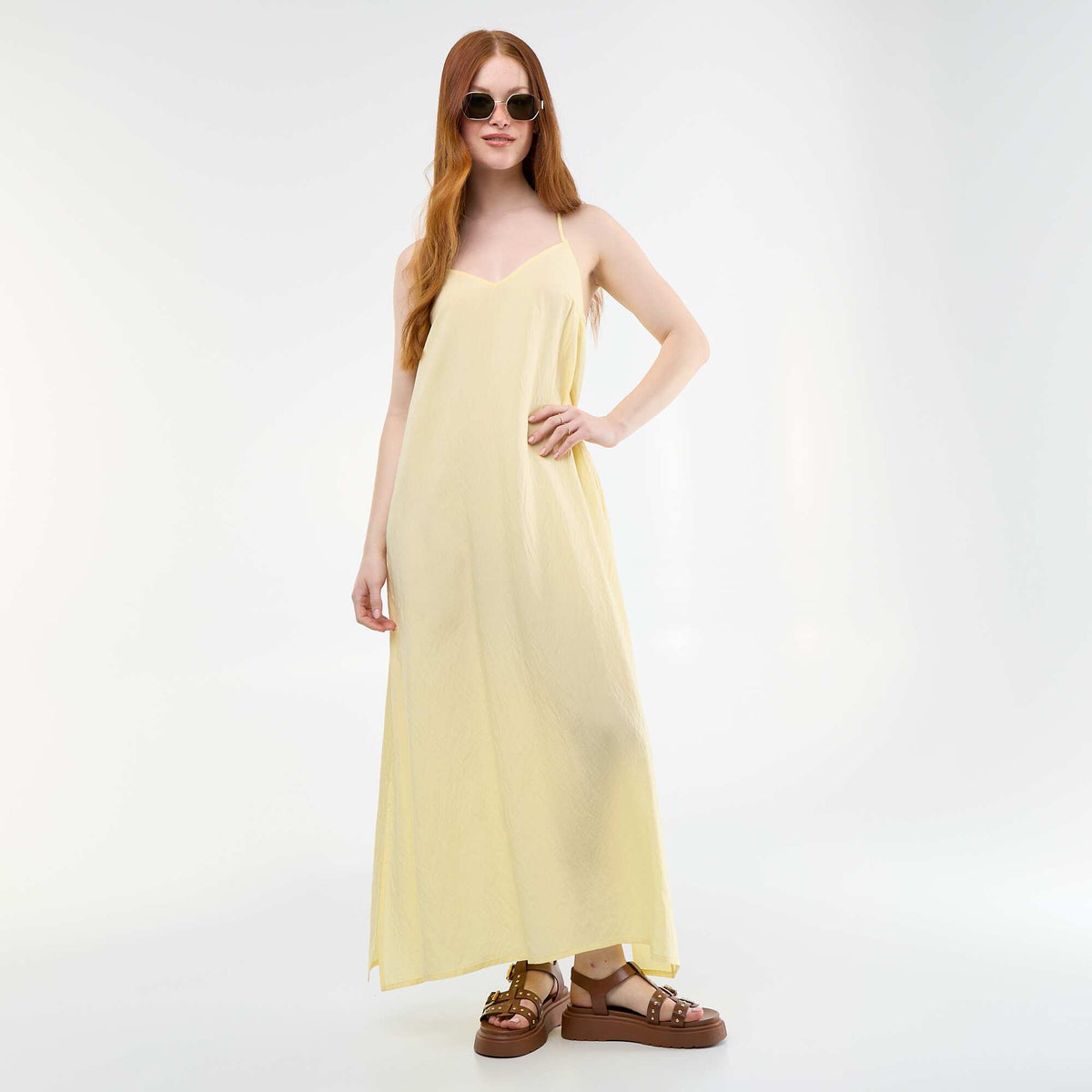 Vestido largo fluido AMARILLO