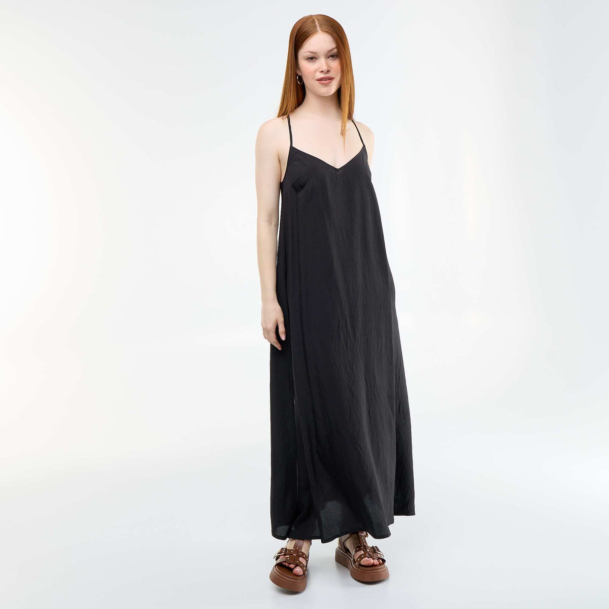 Vestido largo fluido NEGRO