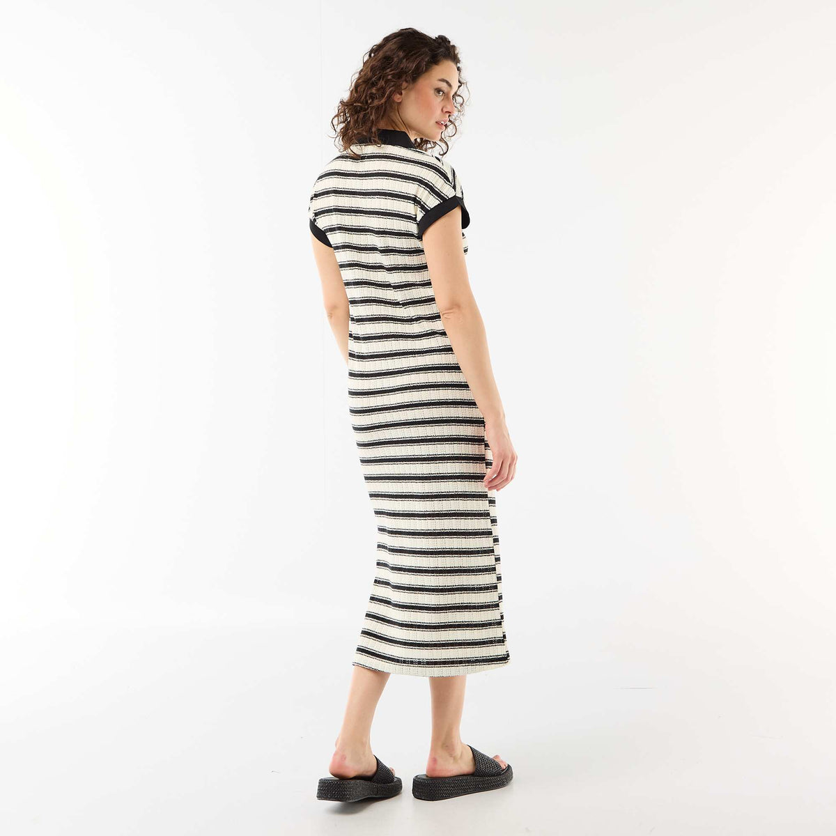 Vestido largo cuello remera NEGRO