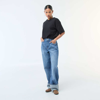 Jean regular / talle estándar con dobladillos anchos AZUL