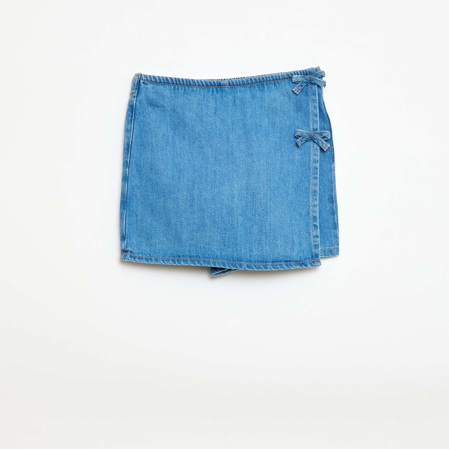 Falda pantalón corta vaquera con nudos AZUL
