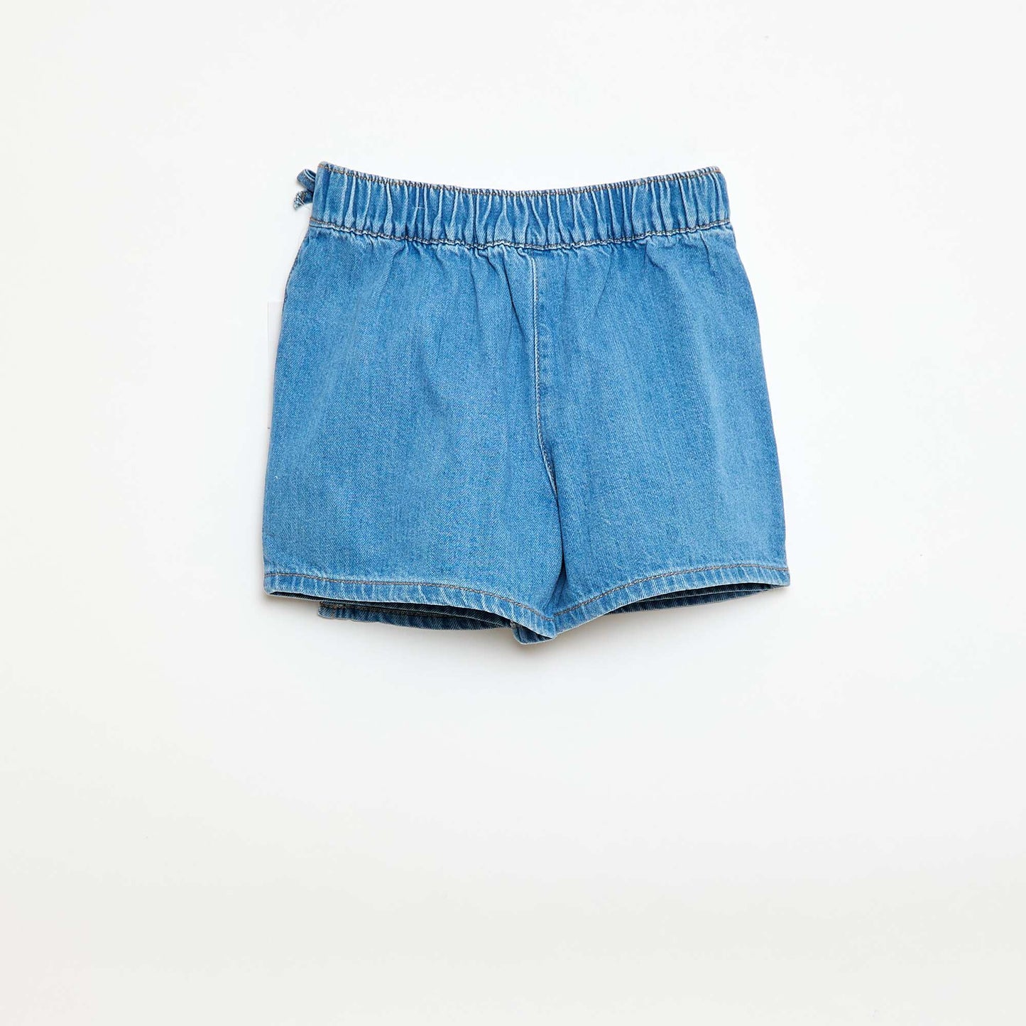 Falda pantalón corta vaquera con nudos AZUL