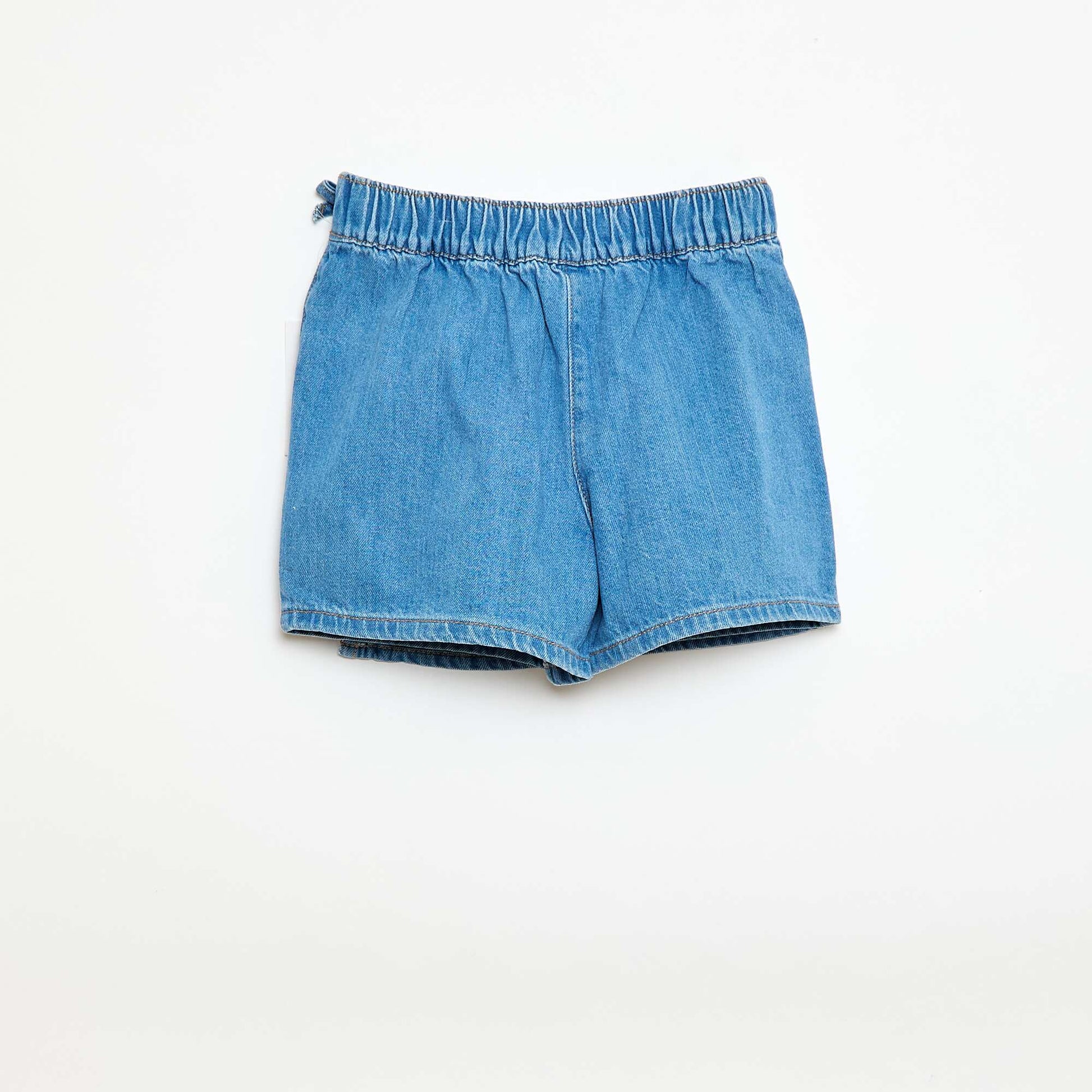 Falda pantalón corta vaquera con nudos AZUL