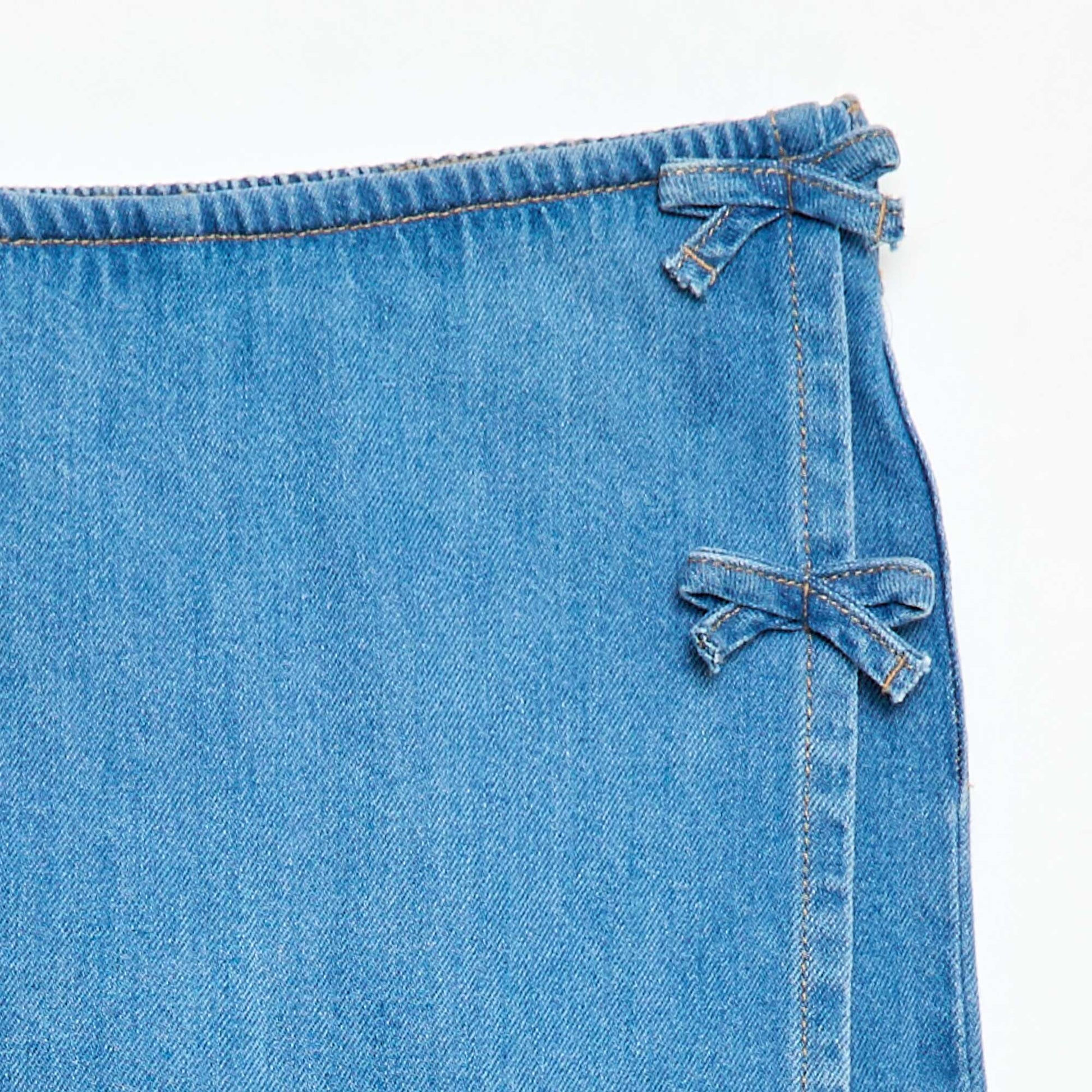 Falda pantalón corta vaquera con nudos AZUL