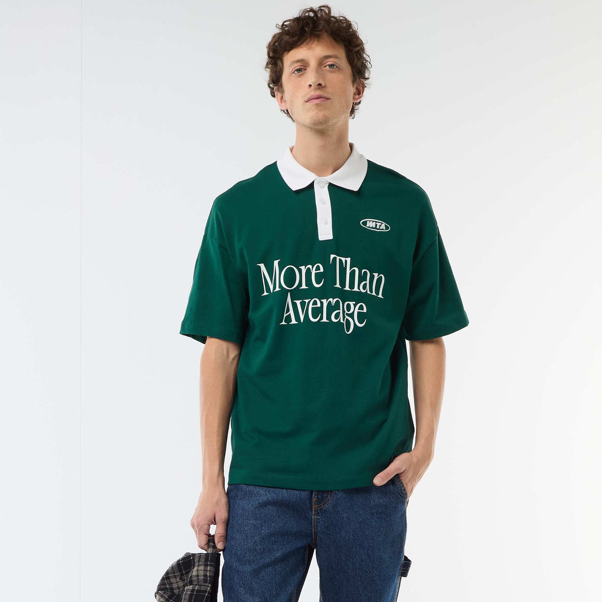 Remera estilo rugby de manga corta VERDE