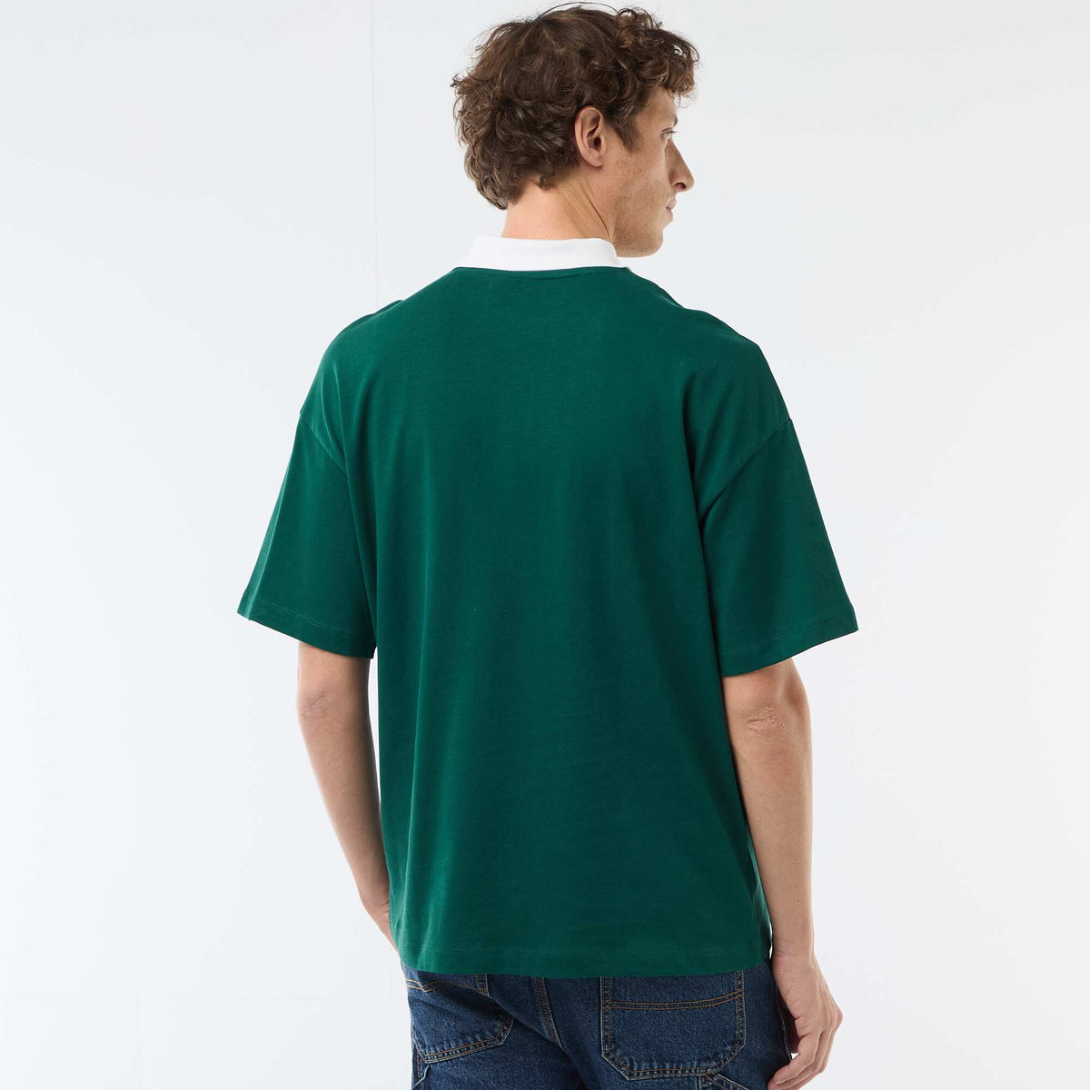 Remera estilo rugby de manga corta VERDE